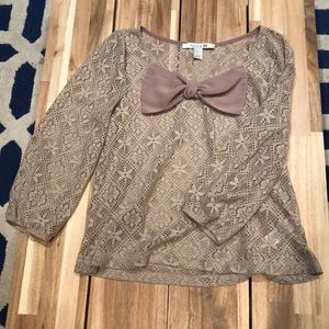 tan Forever 21 lace blouse